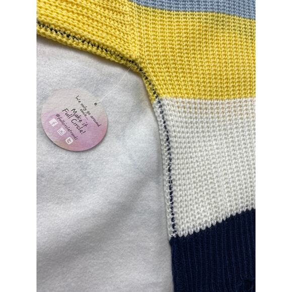 Full Circle Trends Womens L Sweater Color Block Chewed Hem Crop Long Sleeve NEW - Picture 8 of 8